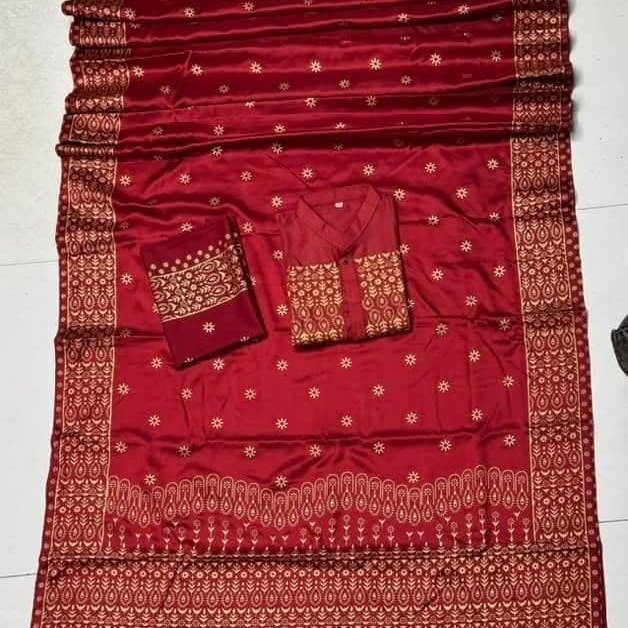 জাপানি সিল্ক শাড়ি নরম ও আরামদায়ক স্কিন প্রিন্টের নিখুঁত কাজ